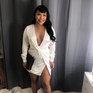 Fashion Nova Satin deep V dress